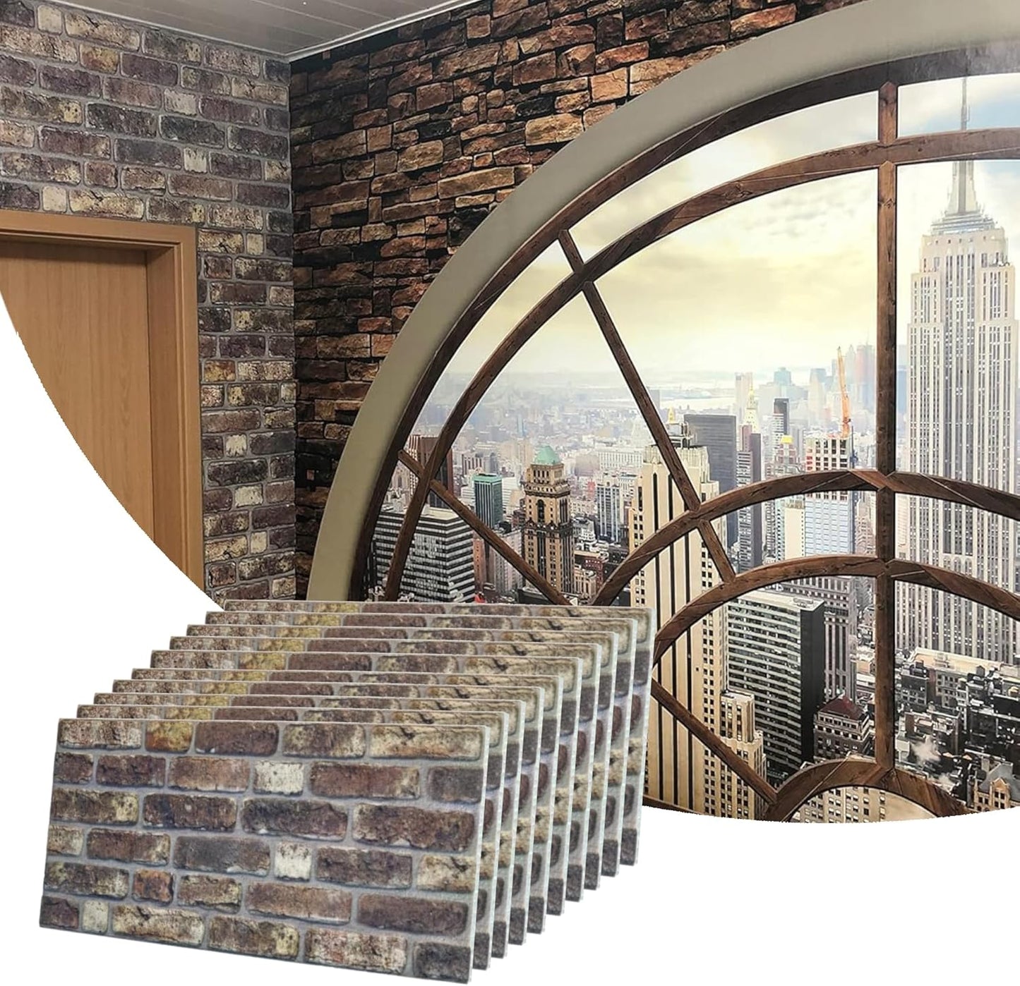 Dundee Deco 3D Wall Panels Faux Brick - Cladding, Grey Brown Stone Look Wall Paneling, Styrofoam