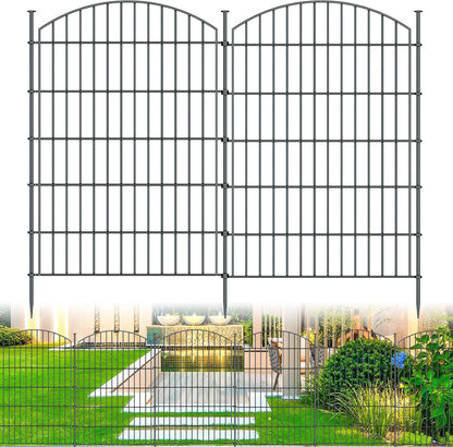 10 Panels Garden Fence Dog Fence Outdoor for Yard, 40in H x 23.6ft L Rustproof Metal Fencing with