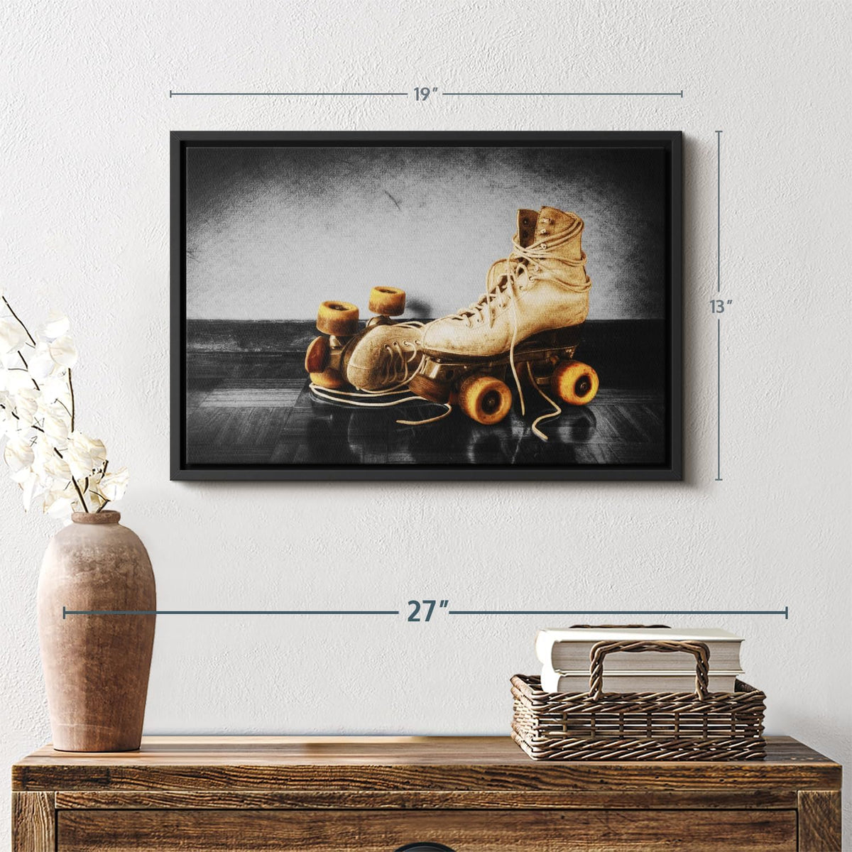 ElephantStock Vintage Skates Pop Wall Art - Horizontal Framed Canvas - 1-Piece Living Room Wall