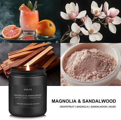 Magnolia & Sandalwood Candle | Masculine Candle - Candles for Men, Soy Candles for Home Scented