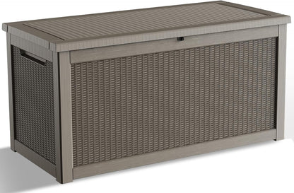 DRATO 260 Gallon Deck Box, Outdoor Large Waterproof Resin Storage Box with Lockable Lid for Patio
