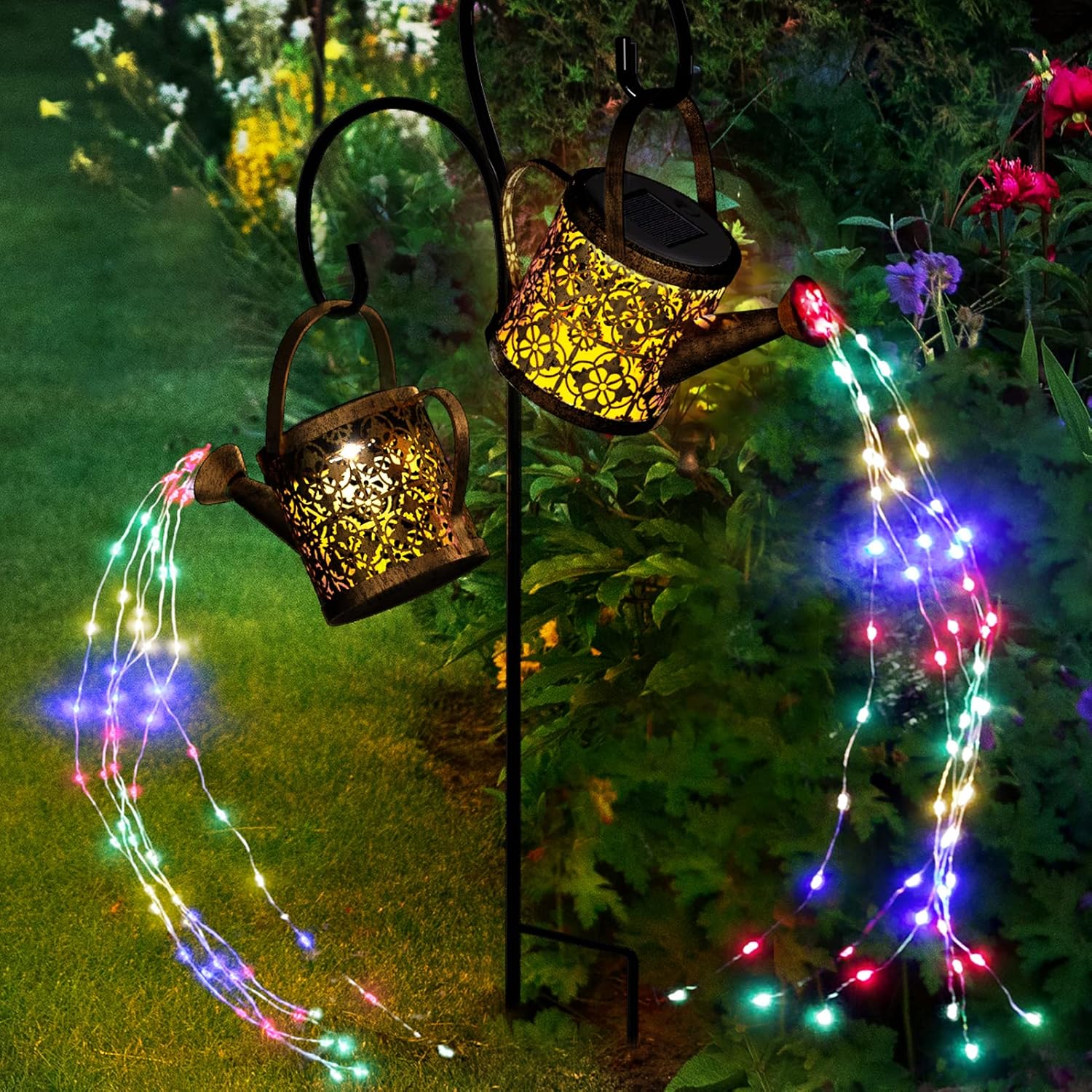 Merear Solar Watering Can Lights Outdoor with 8 Multi-Color Changing Modes, IP65 Waterproof