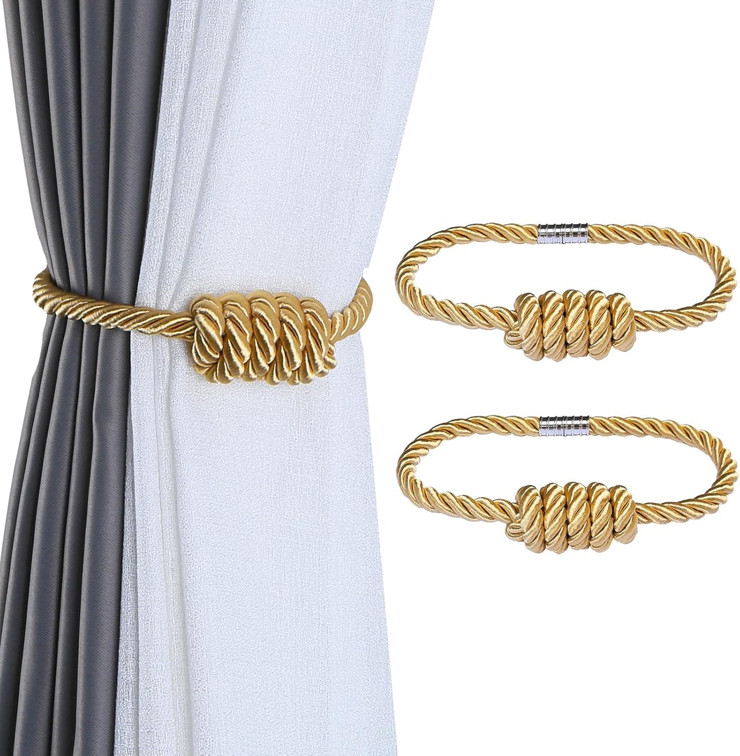 Fenghuangwu 2Pack Magnetic Curtain Tiebacks – Bohemian Style Handmade Woven Tie-Backs for