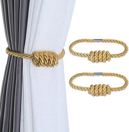Fenghuangwu 2Pack Magnetic Curtain Tiebacks – Bohemian Style Handmade Woven Tie-Backs for