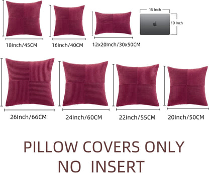 Fancy Homi 2 Packs Burgundy Red Decorative Throw Pillow Covers 16x16 Inch for Living Room Couch
