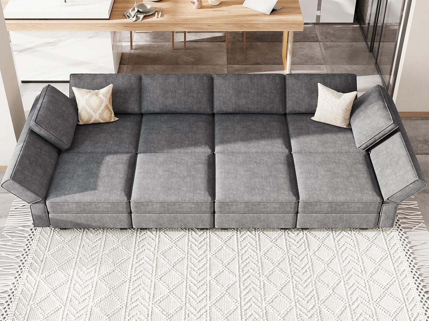 Belffin Modular Sectional Sleeper Sofa Bed Convertible Sectional Couches for Living Room. Dark Gery