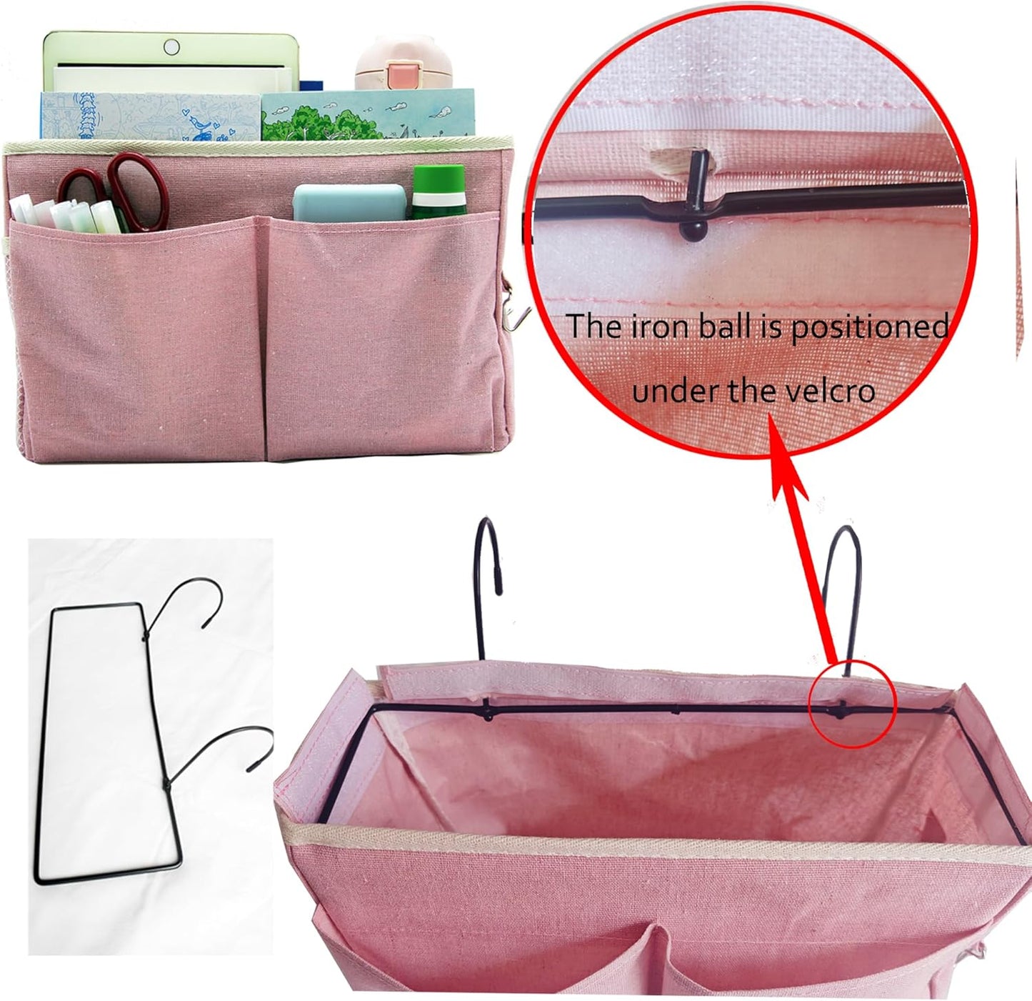 2-Pack Bedside Caddy Bedside Hanging Storage Basket Multi-Function Organizer Caddy for Bunk and