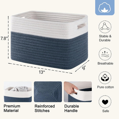 4 Pack Storage Baskets for Organizing, Woven Baskets for Shelves - Perfect for Toys, Books, Towels