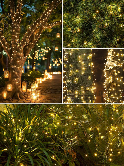 2 Pack 200 LED Solar String Lights for Outside, Solar Christmas Lights Outdoor Waterproof, Solar
