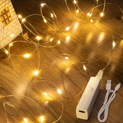 Lakumu LED Fairy Lights Battery Operated, Rechargeable Twinkle Lights with Timer, Mini LED String