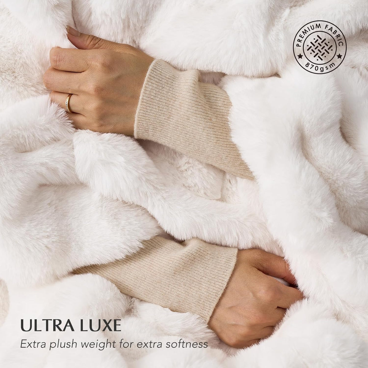 EVERGRACE Ultra Soft Luxury Fluffy Ridgeline Faux Rabbit Fur Throw Blanket, Thick Warm Bubble Throw
