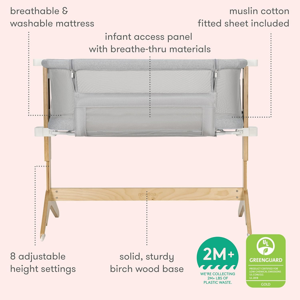 Newton Baby Bassinet & Bedside Sleeper with Mattress & Sheet - Ultra-Breathable & Completely