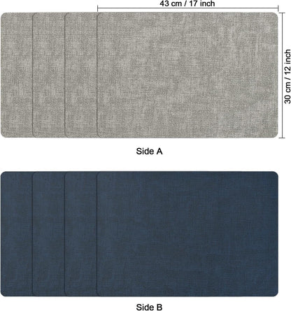 Myir JUN Placemats Dual Sided, Faux Leather Place Mats Indoor Set of 8 for Dining Table Non-Slip