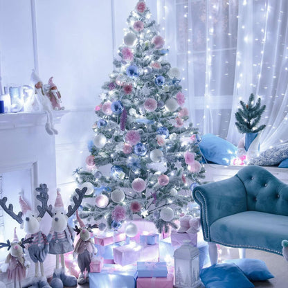 JMEXSUSS 33ft 100 LED White Christmas Lights, 8 Modes Connectable Clear Wire Twinkle Fairy String