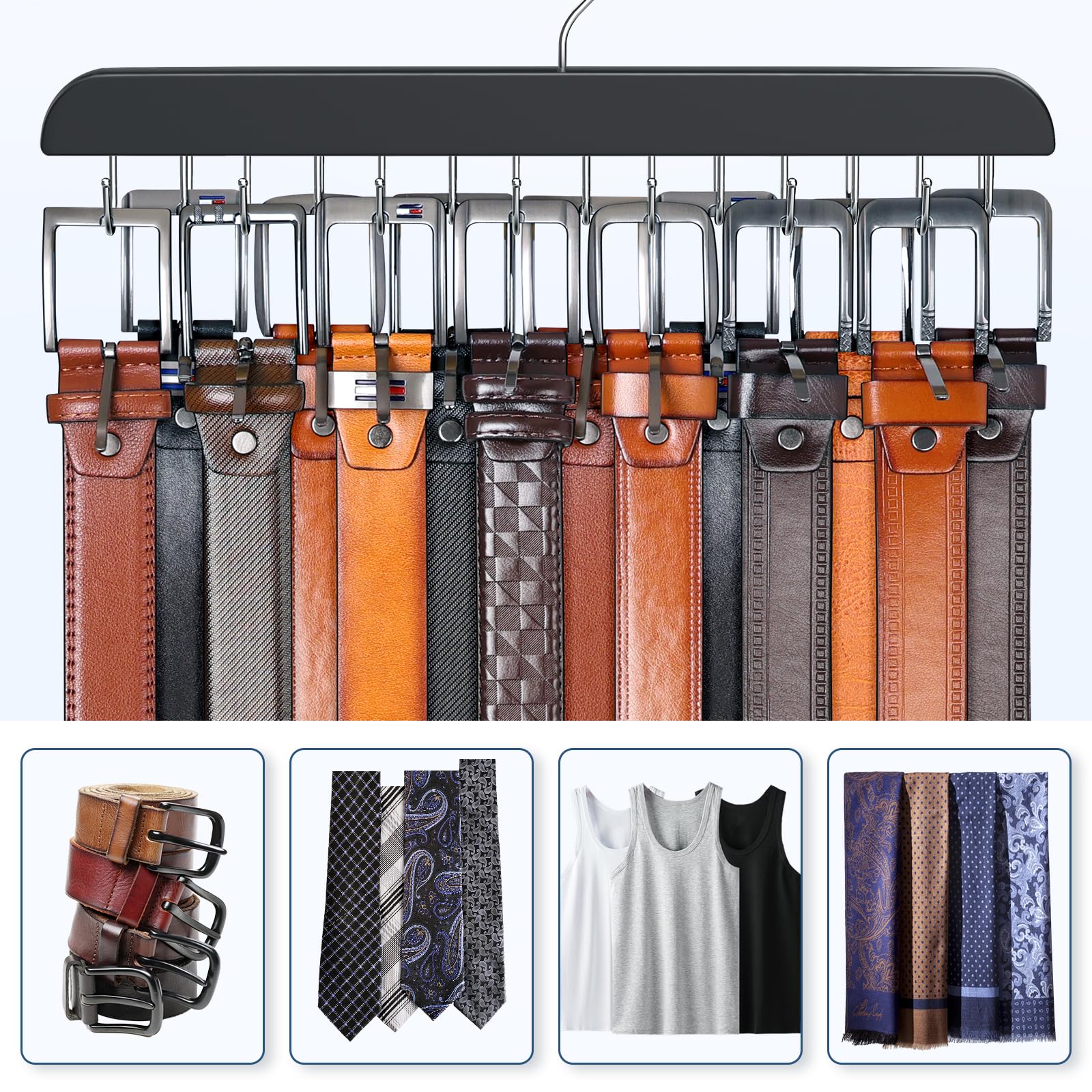 Belt Hanger for Closet Max 42 Belts, Belt Organizer Closet Accessories