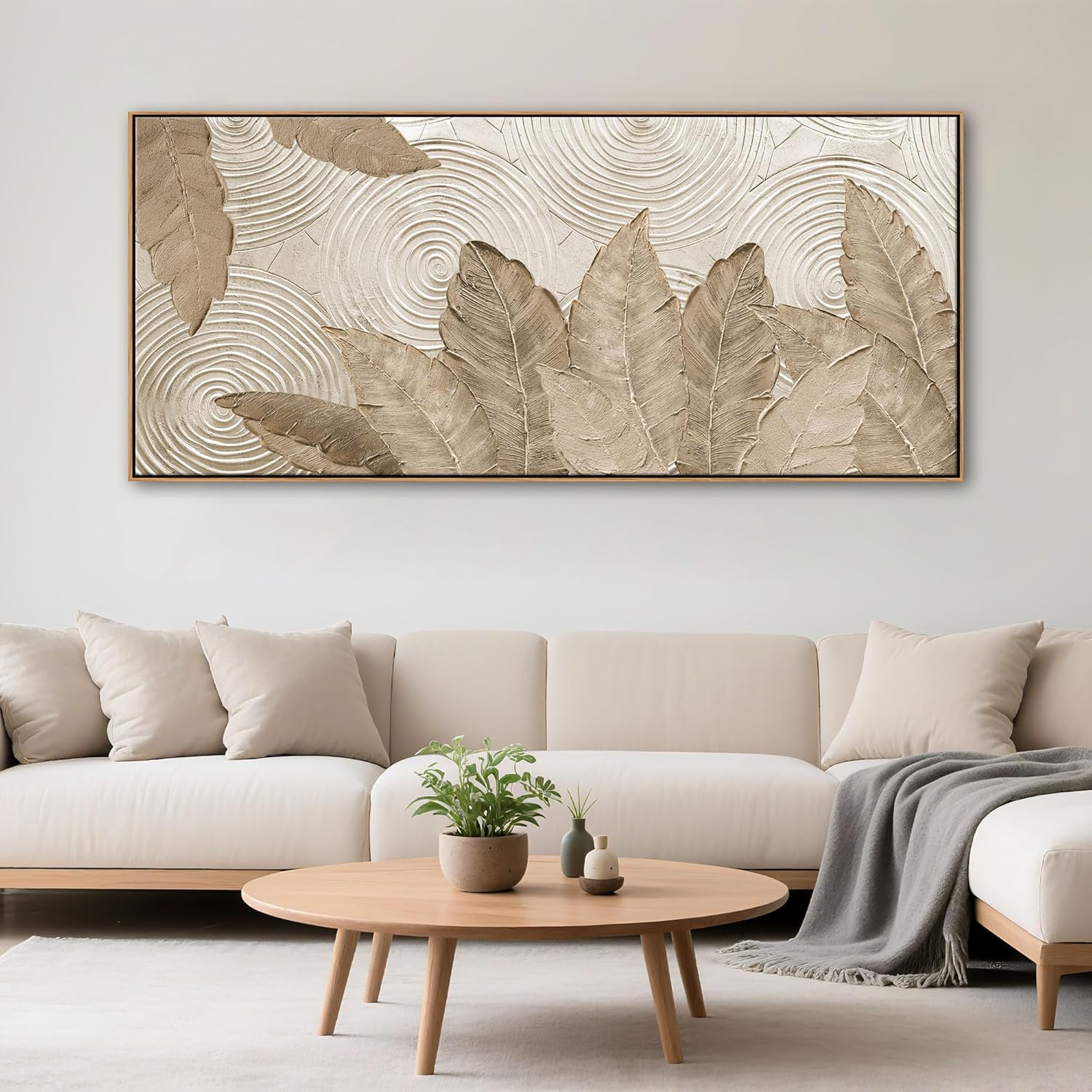 Minimalist & Modern Art for Bedroom Decor Framed Abstract & Textured Artwork for Walls Neutral &