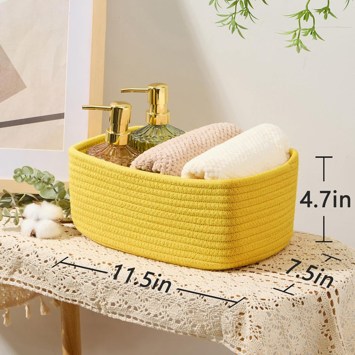 Small Storage Baskets for Organizing | Closet Organizer Bins | Shelf Toy Basket | Woven Rope