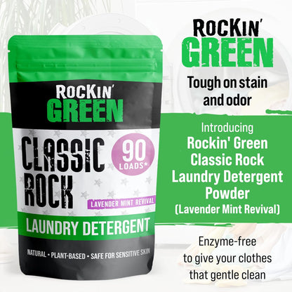 Rockin' Green Classic Rock Laundry Detergent Powder (90 Loads) - All Natural Laundry Detergent
