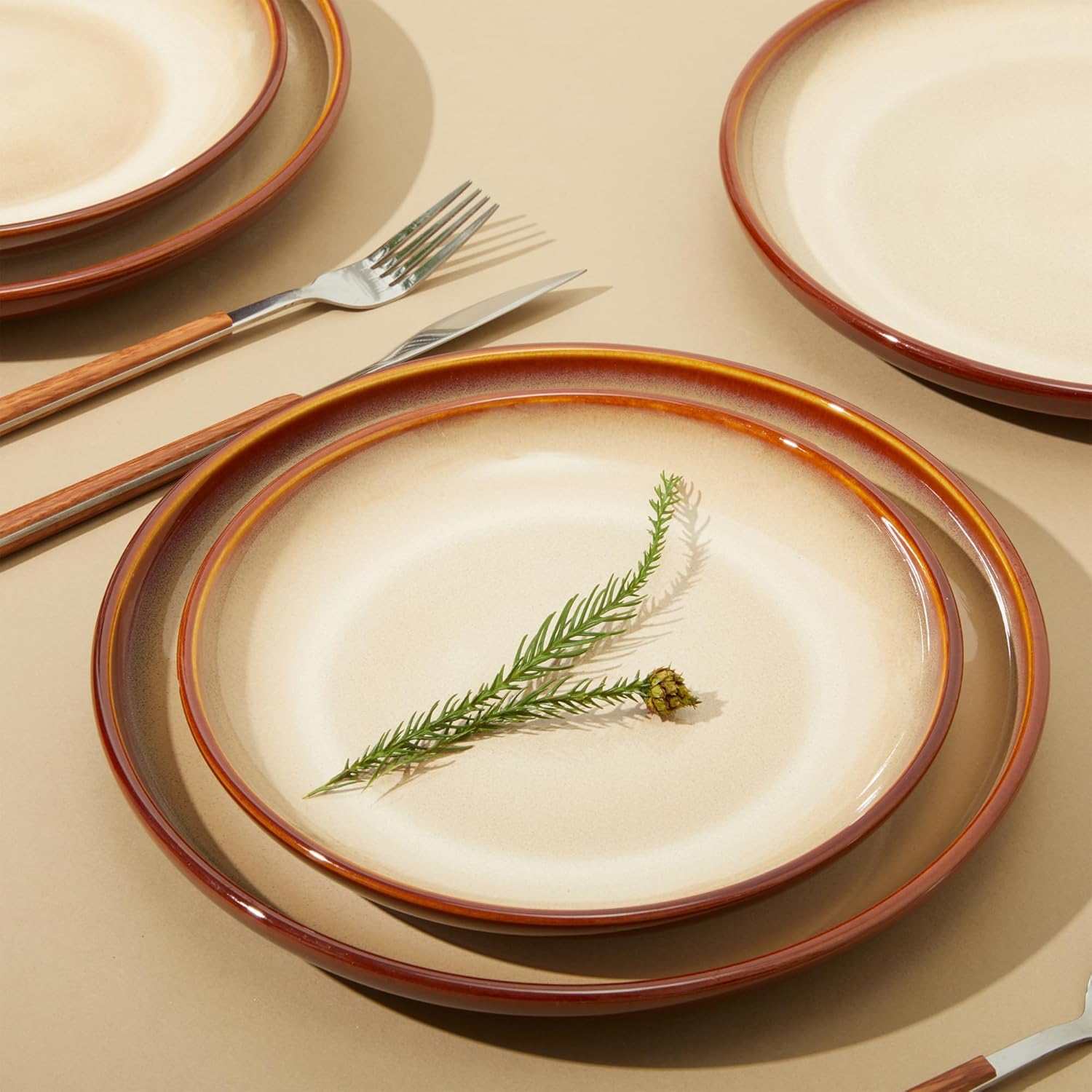 Ceramic Dinnerware Sets for 6, 18 Pieces Stoneware Plates and Bowls Sets, Chip and Crack Resistant