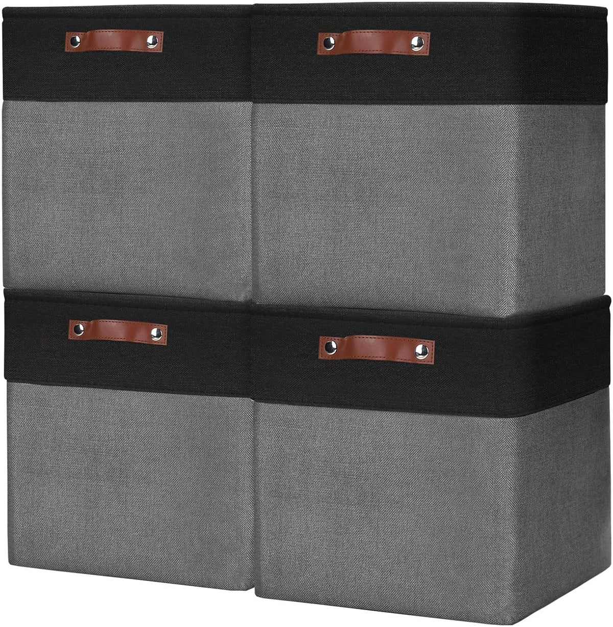 13x13 Cube Storage Bins, Collapsible Fabric Storage Box, 4 Pack Closet Baskets with Handles for