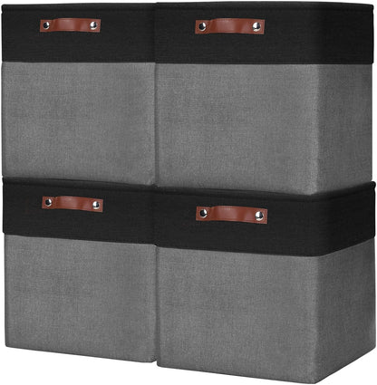 13x13 Cube Storage Bins, Collapsible Fabric Storage Box, 4 Pack Closet Baskets with Handles for