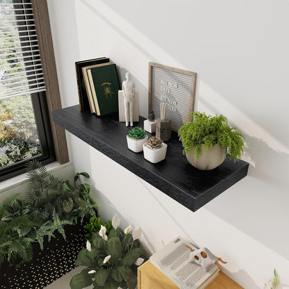 Black Floating Shelves 36 Inch Long, 12 Inch Deep Floating Shelves for Wall, 36 x 12 Shelves for