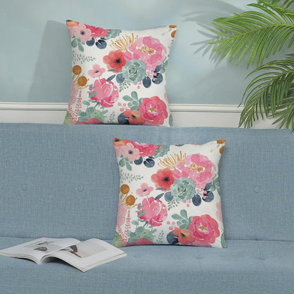 CXMEIFLY Spring Floral Pillow Covers 24 x 24 Inch Set of 2 for Watercolor Pink Flowers Decor Throw