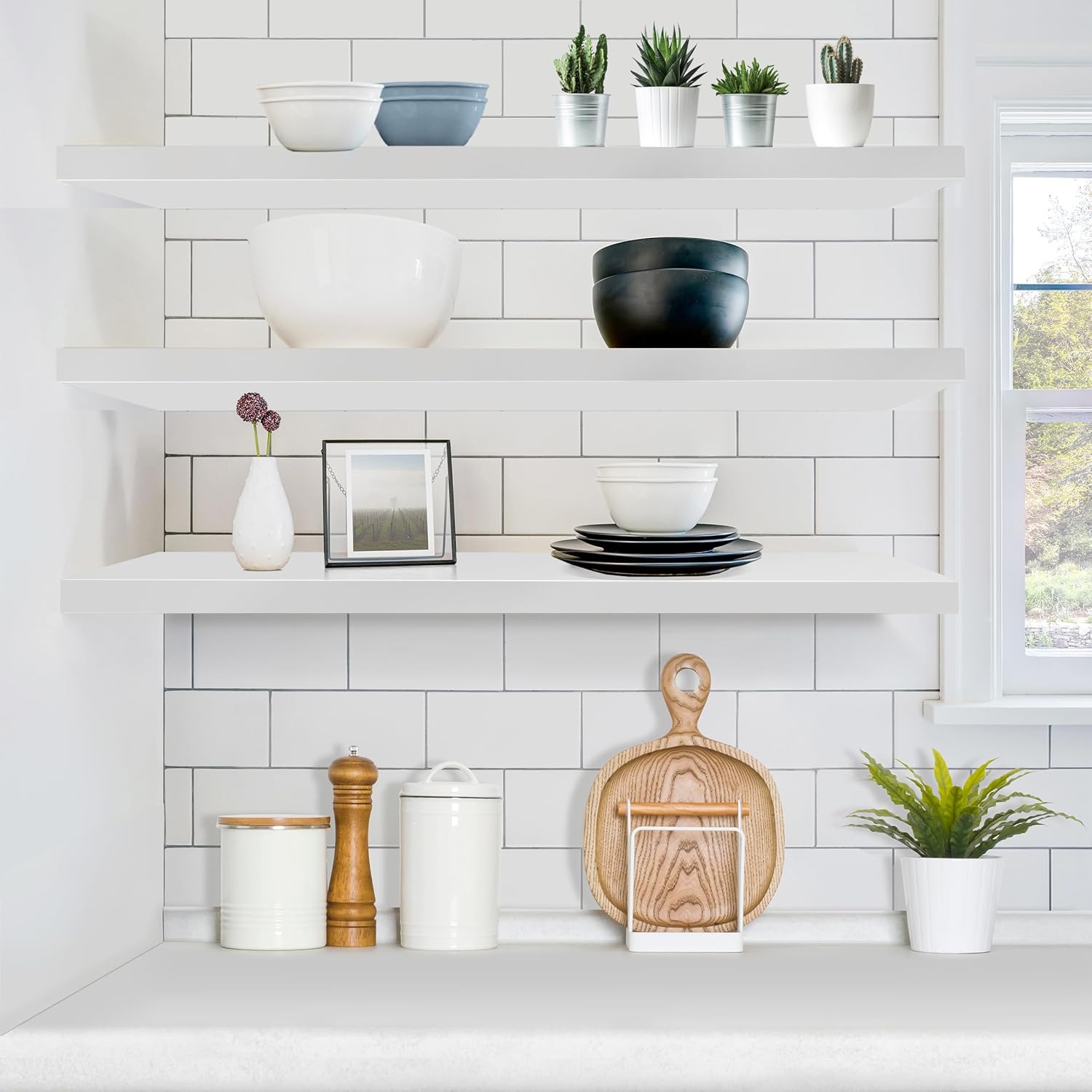 Sorbus Floating Shelves for Wall - 48 Inch Long Bathroom Shelves, Wall Decor for Bedroom, Kitchen