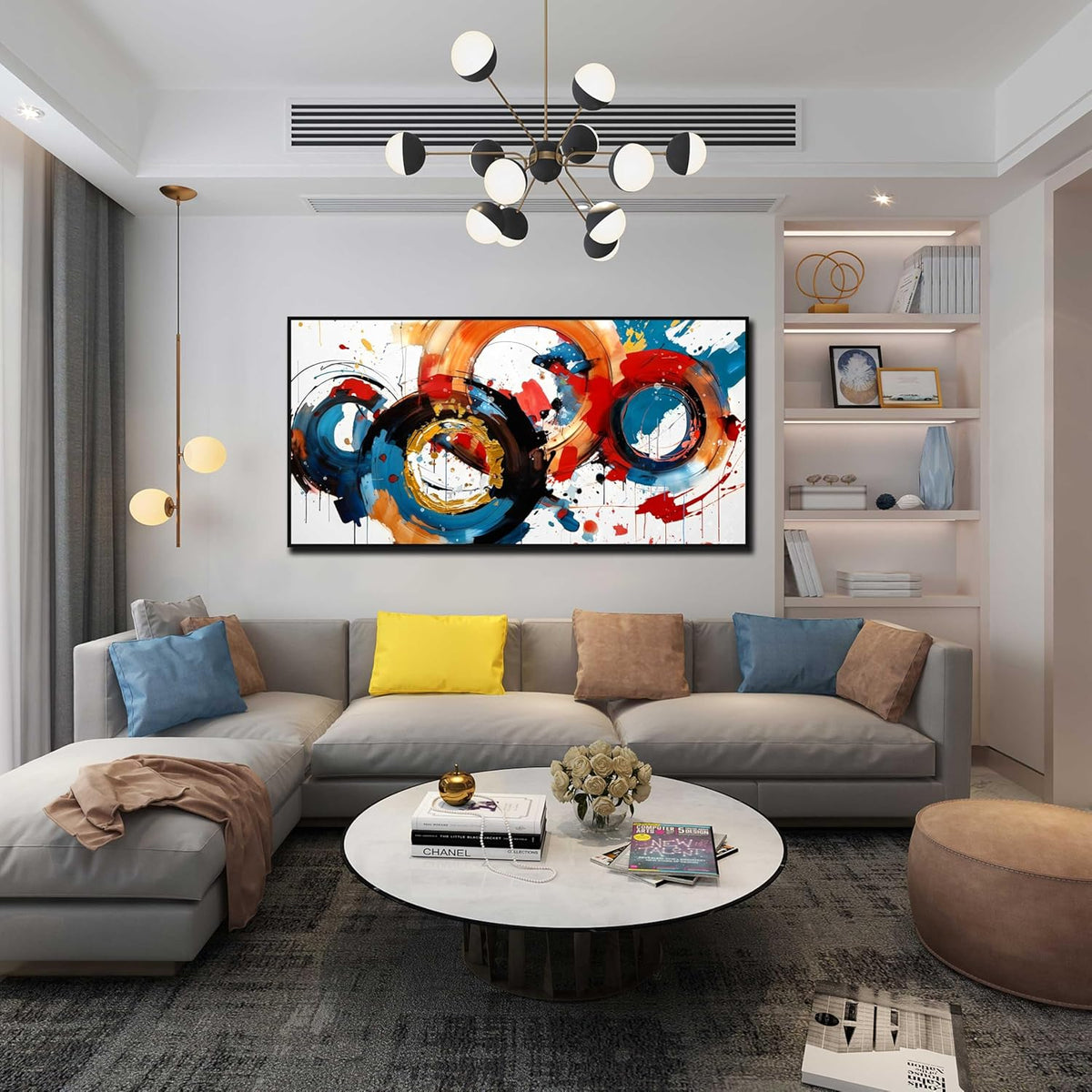Abstract Wall Art With Black Wood Frames Large Canvas Prints Modern Living Room Bedroom Home Office