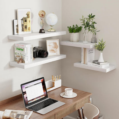 Fun Memories White Floating Shelves 32 Inch Long, 9 Inch Deep Floating Bookshelf Wall Mounted