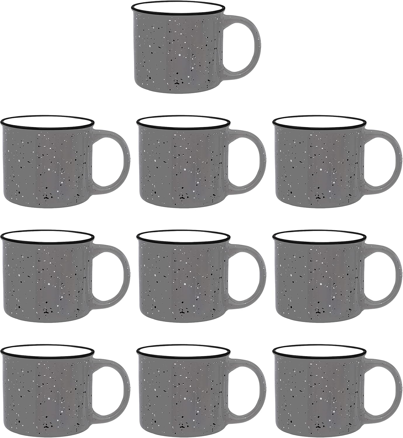 DISCOUNT PROMOS Ceramic Campfire Coffee Mugs 13 oz. Set of 10, Bulk Pack - Perfect for Tea