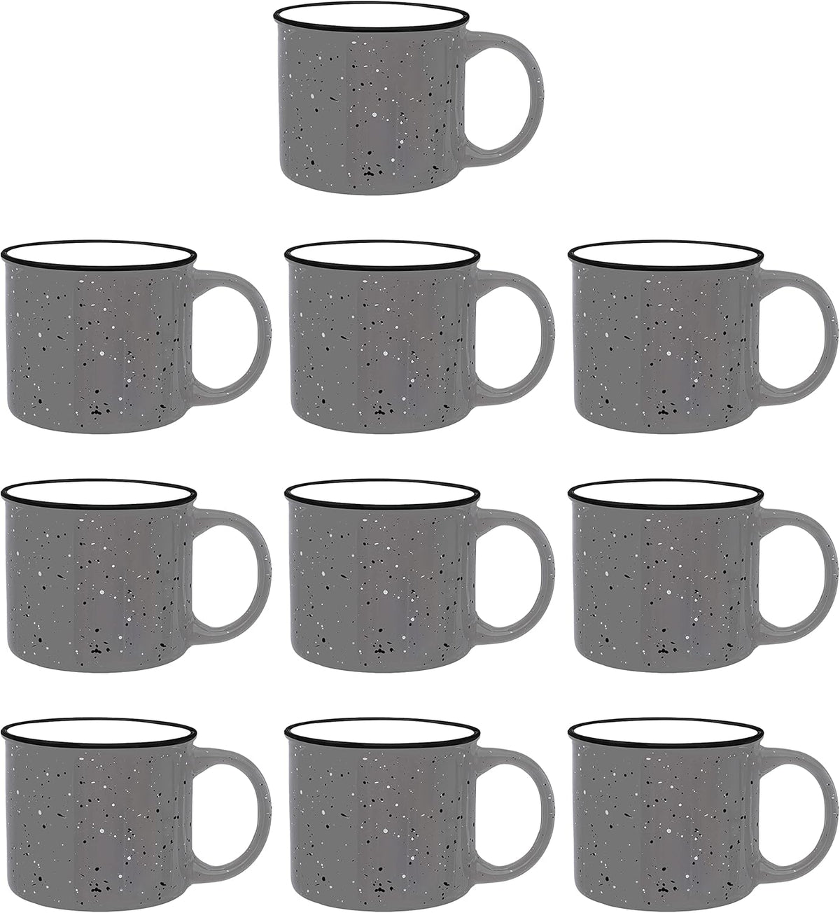 DISCOUNT PROMOS Ceramic Campfire Coffee Mugs 13 oz. Set of 10, Bulk Pack - Perfect for Tea