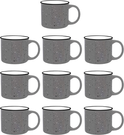 DISCOUNT PROMOS Ceramic Campfire Coffee Mugs 13 oz. Set of 10, Bulk Pack - Perfect for Tea