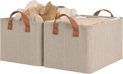StorageWorks Storage Bins, Fabric Storage Bins for Shelves, Storage Baskets with Metal Frame