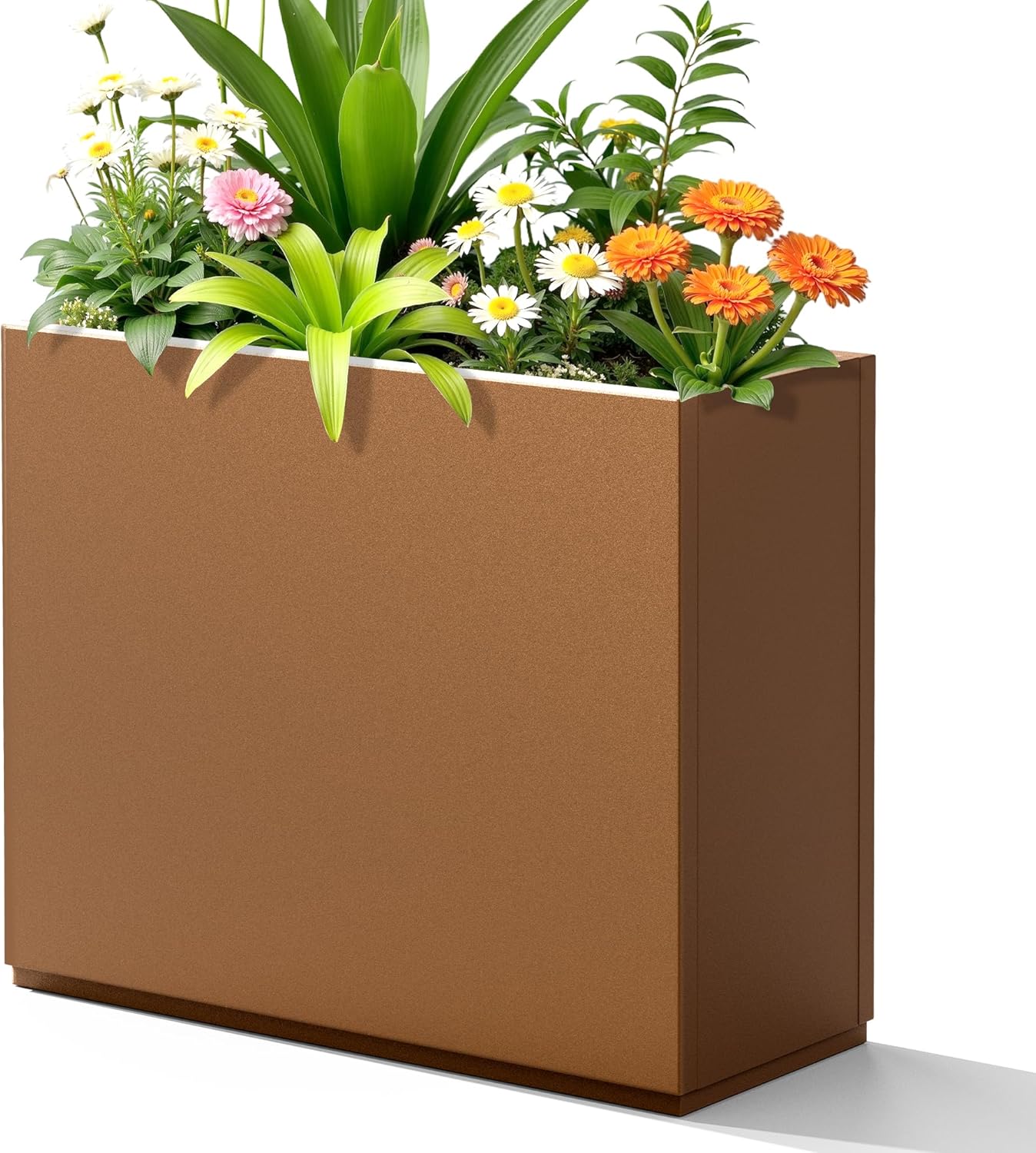 FENCY Metal Planter Box, Large Rectangular Planters for Outdoor Plants, Outdoor Tall Planters with