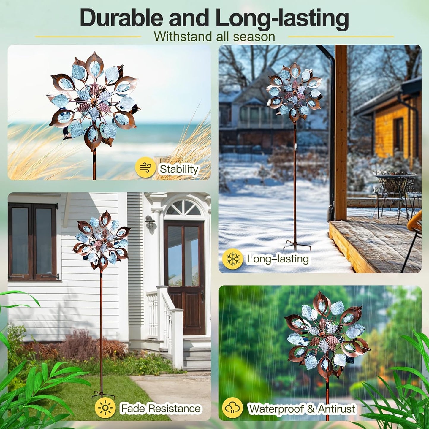 Wind Spinners Outdoor for Yard and Garden, Metal Large Wind Spinner & Sculptures 84 Inch, Garden