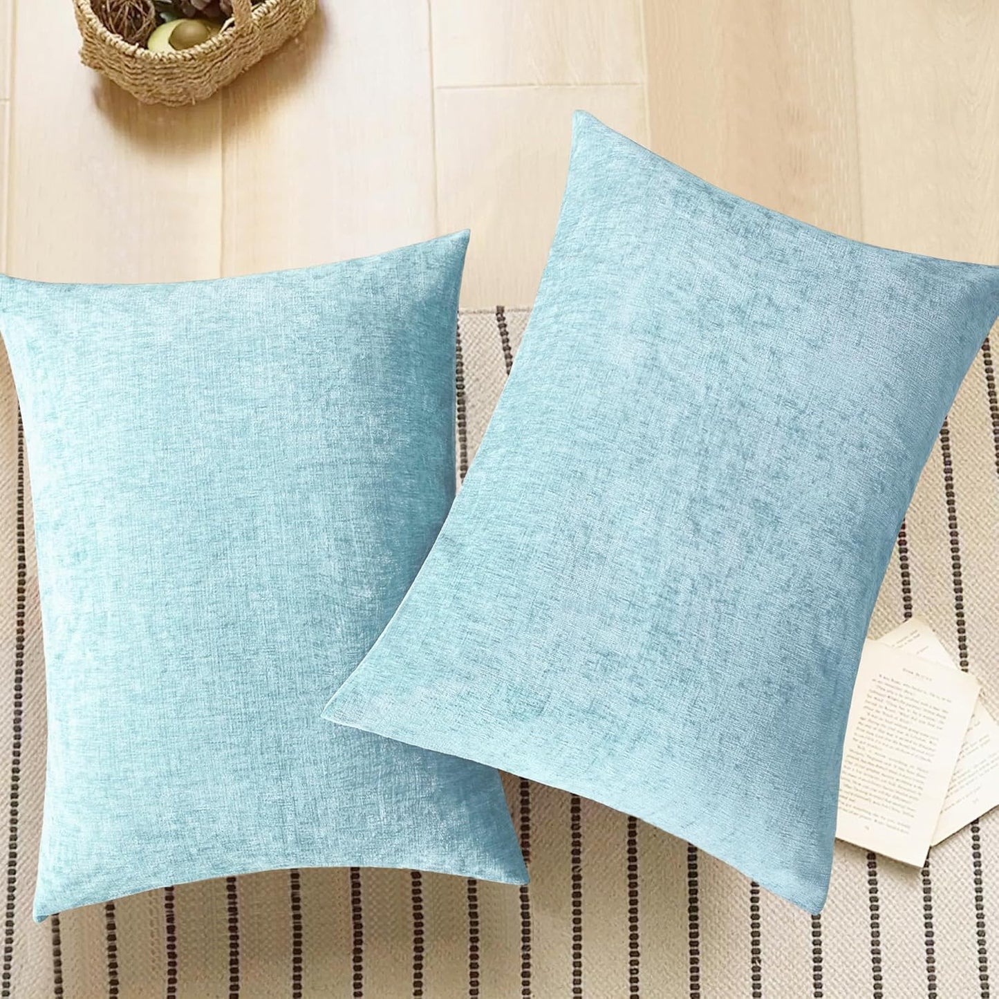 CaliTime Throw Pillow Covers Decorative 20 X 26 Inches Pack of 2 Cozy Chenille Standard Pillow