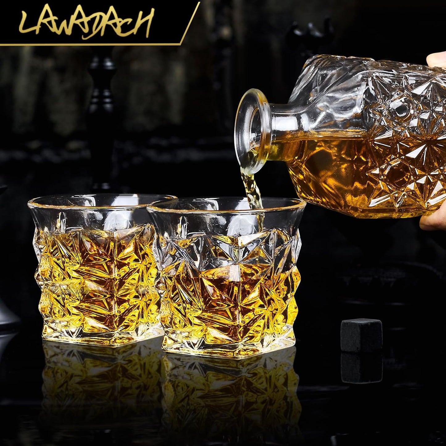 Whiskey Decanter Set,Liquor Decanter Set with 2 Glasses,Decanter set for Men,Decanter for