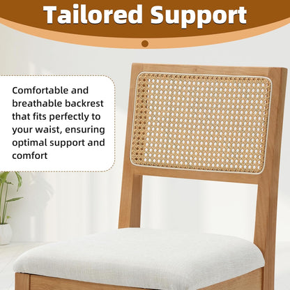 Westice Rattan Dining Chairs Set of 4, Farmhouse Natural Dining Room Chairs with Upholstered