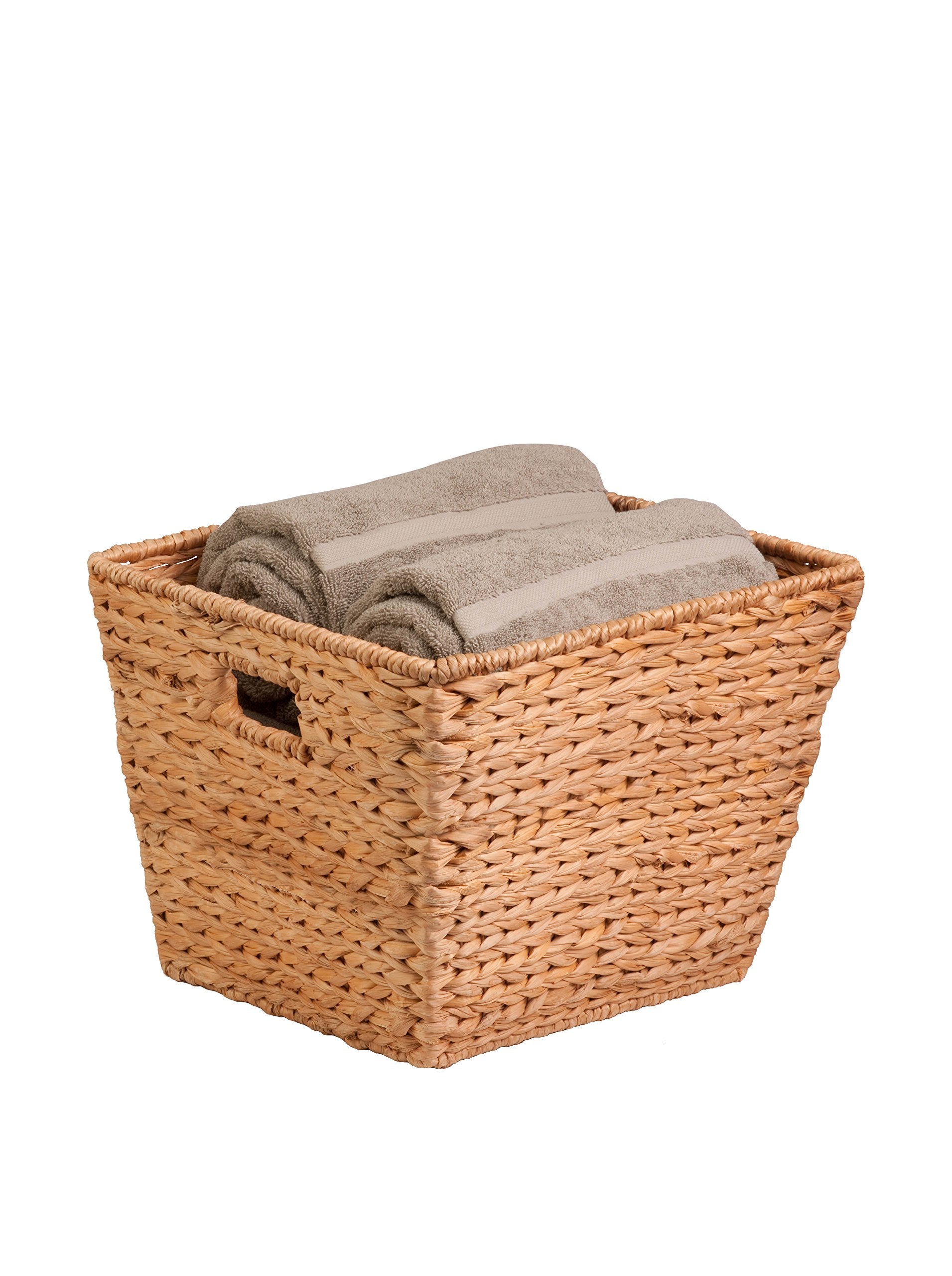 Honey-Can-Do Natural Water Hyacinth Tall Storage Basket with Built-In Handles, 15.75 x 14.5 x 12
