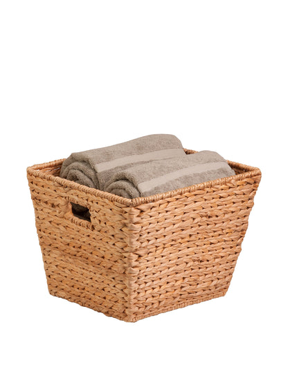 Honey-Can-Do Natural Water Hyacinth Tall Storage Basket with Built-In Handles, 15.75 x 14.5 x 12
