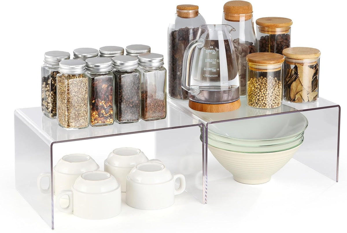 Acrylic Cabinet Organizer, Shelf Organizer, Set of 2 Spice Organization for Cabinet, Spice Rack