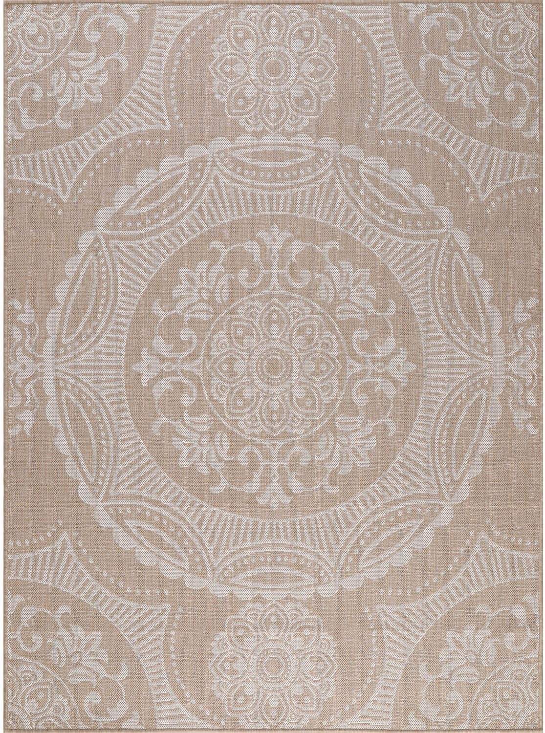 Medallion Outdoor Rug 5x7 Washable Outside Carpet for Indoor Patio Porch Waterproof Easy Cleaning