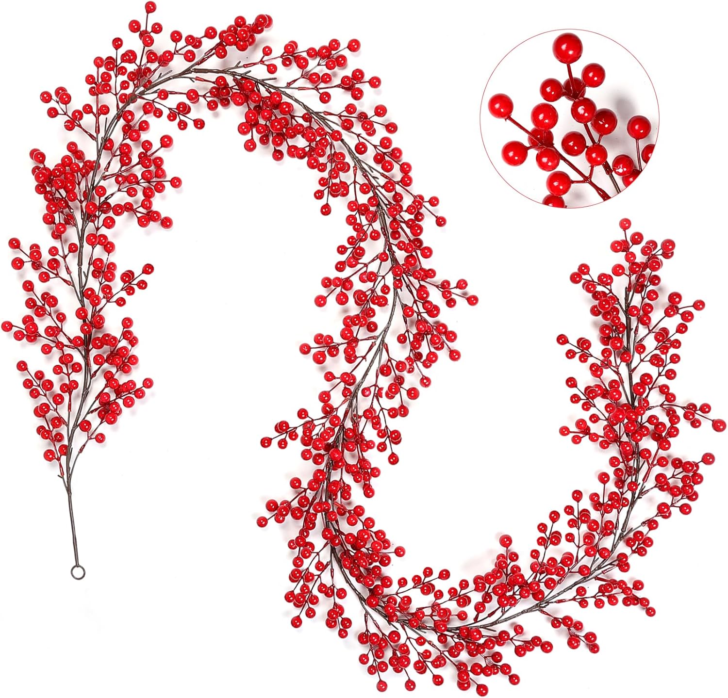 Joyhalo Red Berry Garland - 8.9 FT Christmas Holly Berry Vine for Christmas Tree, Winter Berry