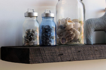 Urban Legacy Reclaimed Barnwood Planks | Floating Shelves for Wall w/Flush Mount Shelf Bracket Set