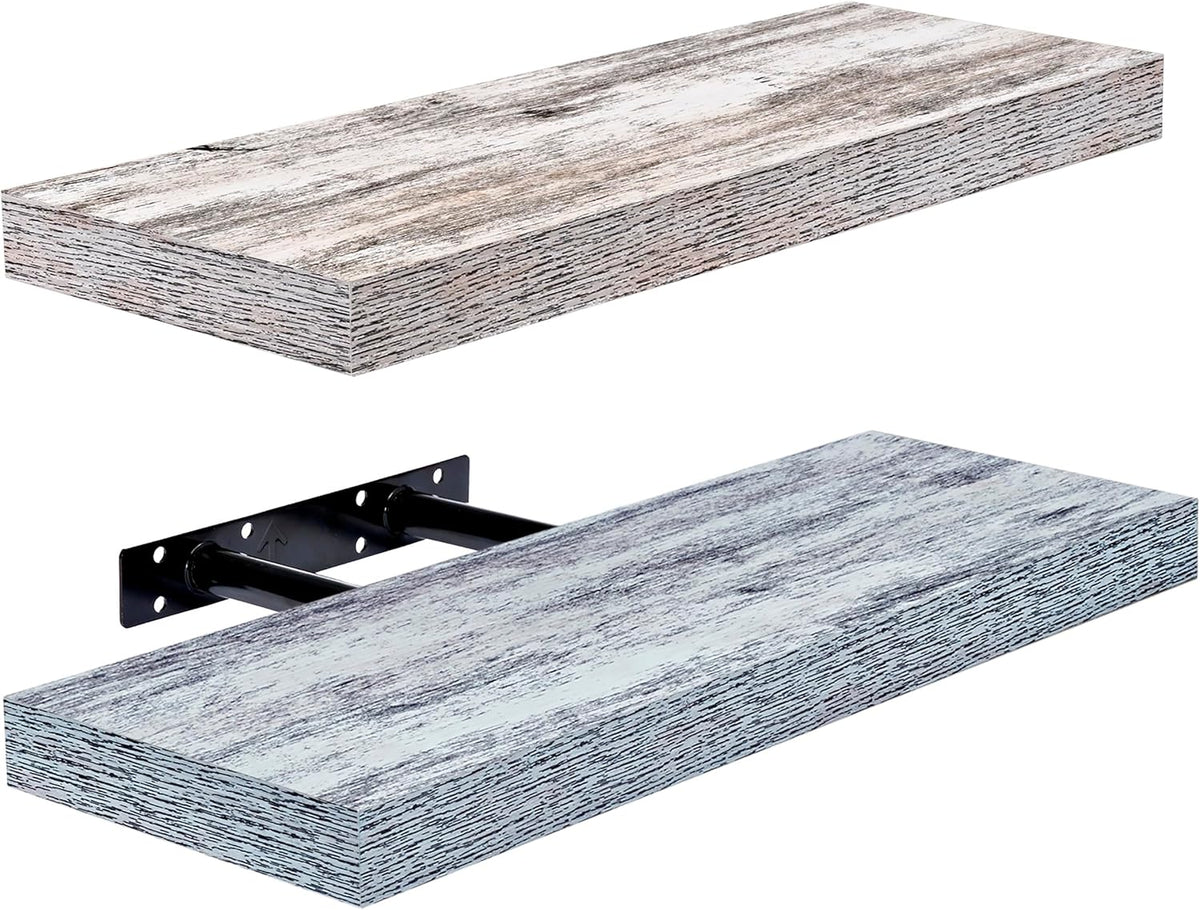 Sorbus Floating Shelves - 2 Pack 16 Inch Rustic & Blue Wall Shelves for Bedroom, Kitchen, Living