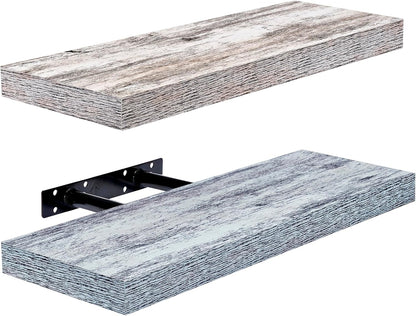 Sorbus Floating Shelves - 2 Pack 16 Inch Rustic & Blue Wall Shelves for Bedroom, Kitchen, Living