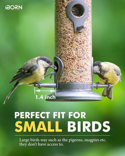 iBorn Metal Bird Feeder Hanging Wild Bird Seed Feeder for Mix Seed Blends Heavy Duty All Metal