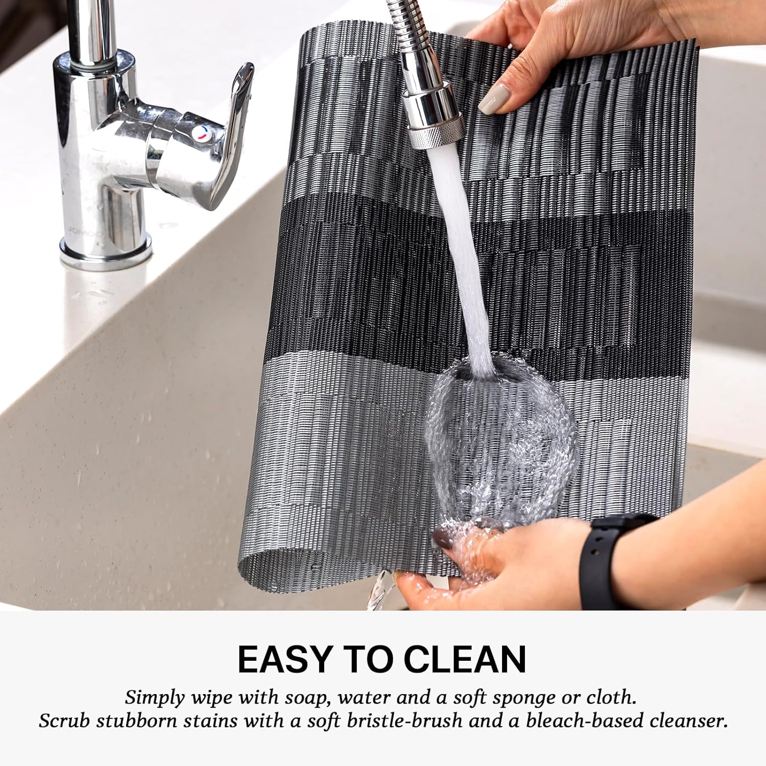 LEXMORE Placemats Set of 8 Vinyl/Plastic Woven Place Mats for Kitchen Table Indoor/Outdoor Washable