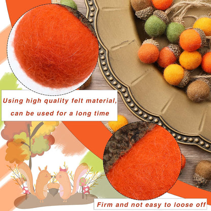 Tatuo 25 Pcs Fall Felt Acorn Ornament Hanging Wool Felted Acorn Garland for Fall Tree Ornament